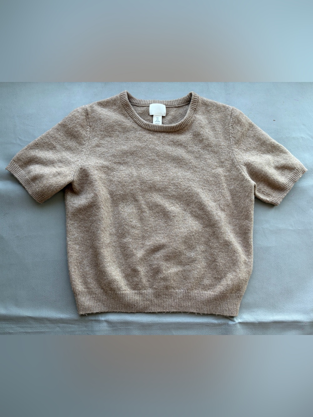 H&M short-sleeve tan knit sweater